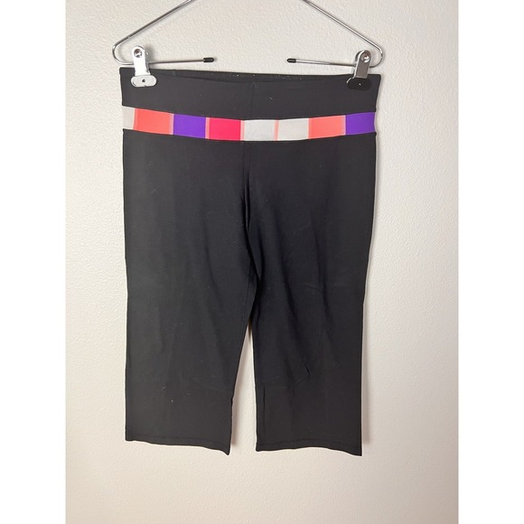 Lululemon Womens Black Elastic Waist Straight Leg Pull On Capri Leggings 8 - Picture 1 of 7